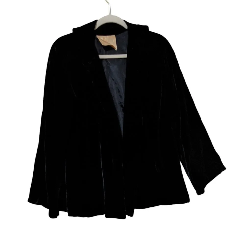 Vintage Watt & Shand black velvet swing coat union made holiday event night out - Picture 1 of 9